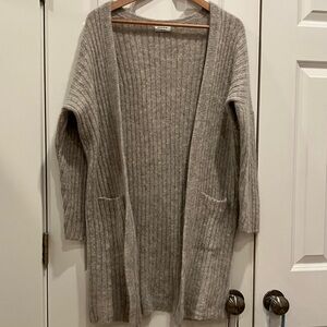 Kordal New York Ribbed Cardigan Sz S Baby Alpaca Gray Beige Warm